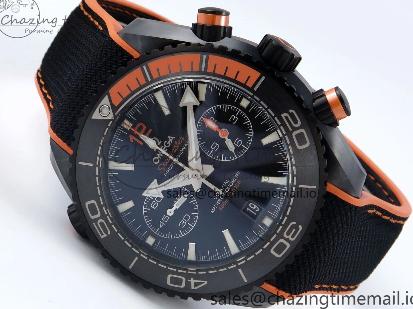 0520 Attractive Planet Ocean Master Chronometer 600M 45.5mm SCF 1:1 Best Edition Black Orange Bezel Black Dial on Black Rubber Strap A9900 Super Clone 7668